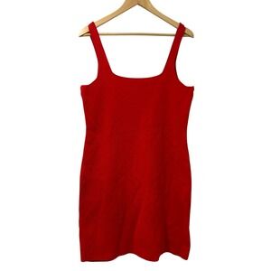 J.Crew Red Knit Square Neck Mini Bodycon Tank Dress‎ Large Romantic